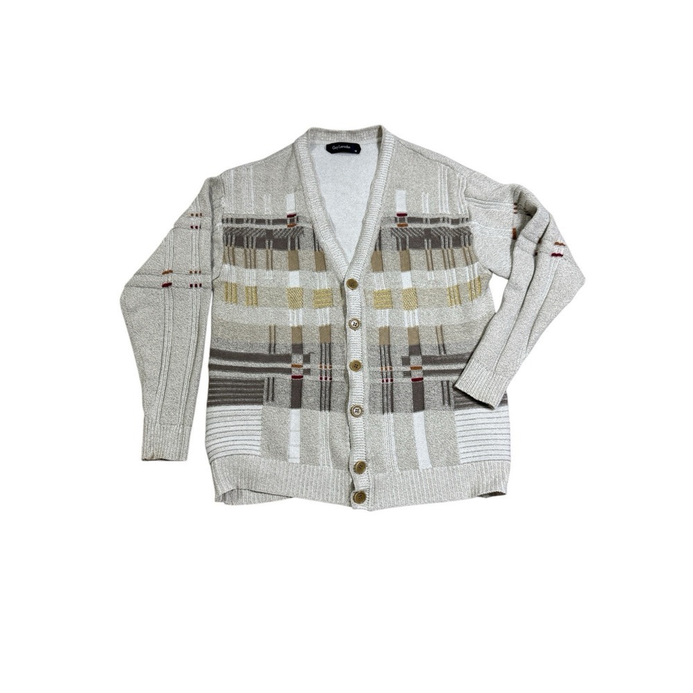 MENS GUY LAROCHE VTG 90s 100% Cotton Cardigan Cosby Sweater Grandpa‎ Core Sz M